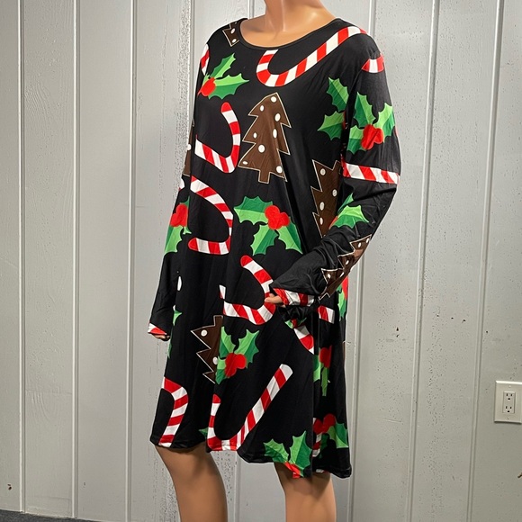 * For G & PL Women's Holiday Candy Cane Pattern Long Sleeve Tunic Dress Sz… - Picture 8 of 11